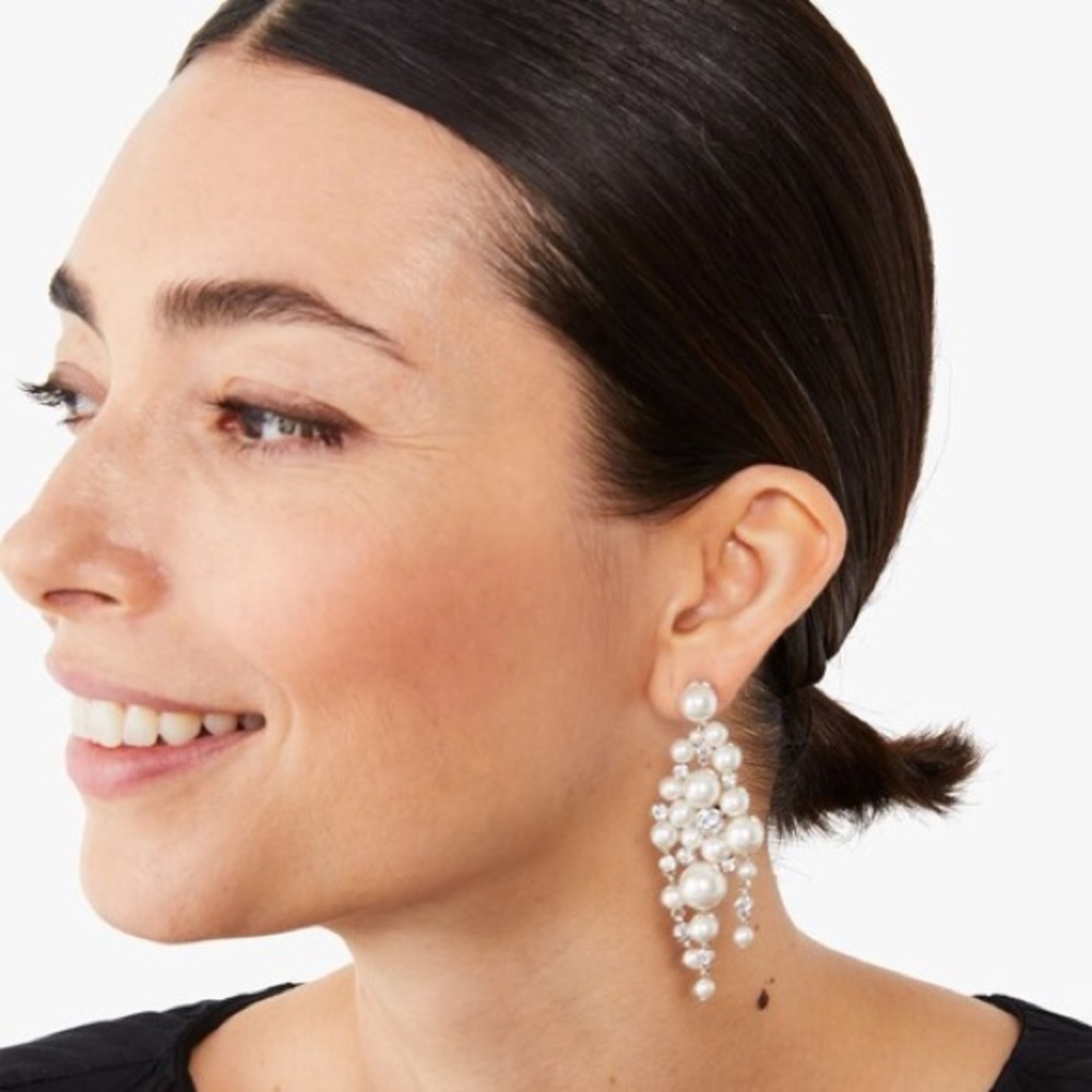 Kate Spade Pearl Caviar Statement Earrings - Silver